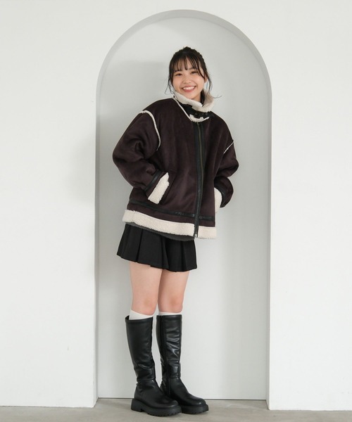 セール】フェイクムートンジップジャケット/AND YUA ANY/577826