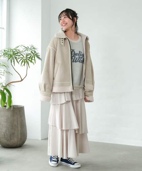 GLOBAL WORK（グローバルワーク）の「フェイクムートンジップジャケット/AND YUA ANY/577826（ムートンコート・キッズ・ブラック/ベージュ・FREE）」の17枚目の写真