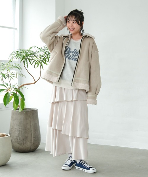 GLOBAL WORK（グローバルワーク）の「フェイクムートンジップジャケット/AND YUA ANY/577826（ムートンコート・キッズ・ブラック/ベージュ・FREE）」の18枚目の写真