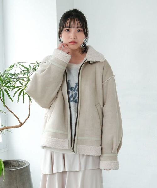 GLOBAL WORK（グローバルワーク）の「フェイクムートンジップジャケット/AND YUA ANY/577826（ムートンコート・キッズ・ブラック/ベージュ・FREE）」の19枚目の写真