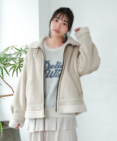 GLOBAL WORK（グローバルワーク）の「フェイクムートンジップジャケット/AND YUA ANY/577826（ムートンコート・キッズ・ブラック/ベージュ・FREE）」の21枚目の写真