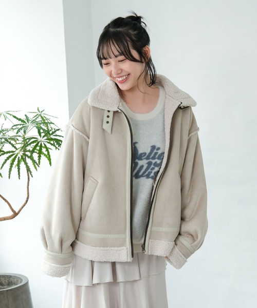 GLOBAL WORK（グローバルワーク）の「フェイクムートンジップジャケット/AND YUA ANY/577826（ムートンコート・キッズ・ブラック/ベージュ・FREE）」の22枚目の写真