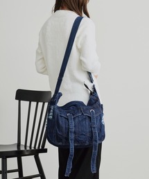 Wash-Processed Distressed Denim Shoulder Bag / ウォッシュ加工 ダメージデニムショルダーバッグ