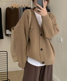 リブボタンカーディガン