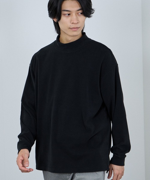 NAVY（ネイビー）の「NAVY MAC-HEAT シルキータッチモックネック（Tシャツ/カットソー・メンズ・ベージュ/グレー/オフホワイト/ブラック・L/M/S/XL）」の5枚目の写真