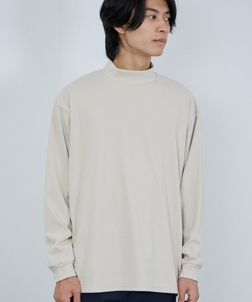 NAVY（ネイビー）の「NAVY MAC-HEAT シルキータッチモックネック（Tシャツ/カットソー・メンズ・ベージュ/グレー/オフホワイト/ブラック・L/M/S/XL）」の16枚目の写真