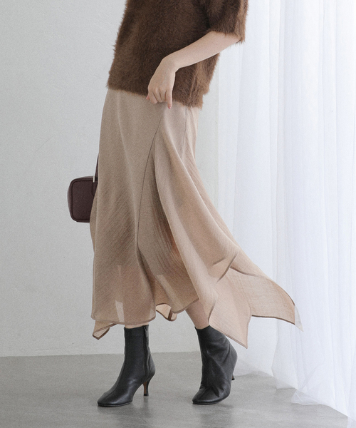 La TOTALITE(ラトータリテ)の「ラッフルシアーミディスカート(スカート・レディース・アイボリー/ブラウン・36/38)」の2枚目の写真