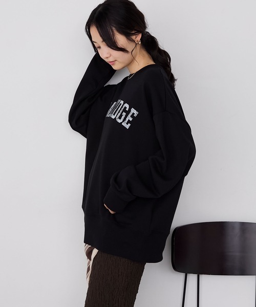 forksy.（フォルクシー）の「【forksy.】ヴィンテージライクロゴプリントオーバーサイズスウェット（スウェット・レディース・ブラック/ブラウン/ライトグレー/ナチュラル/チャコールグレー・FREE）」の18枚目の写真