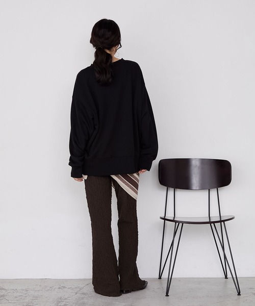 forksy.】ヴィンテージライクロゴプリントオーバーサイズスウェット