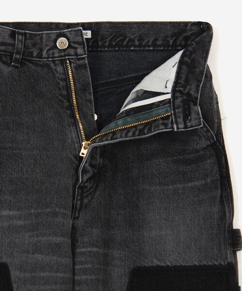INSCRIRE | ブラックデニム ダブルニーパンツ WOMEN（デニムパンツ