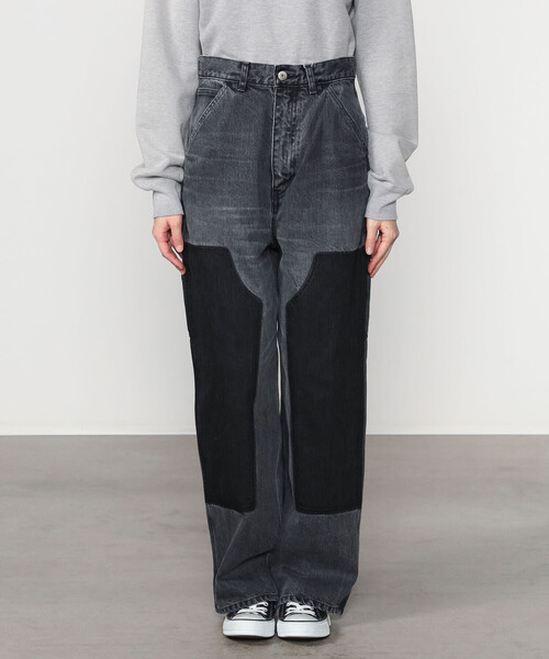INSCRIRE | ブラックデニム ダブルニーパンツ WOMEN（デニムパンツ