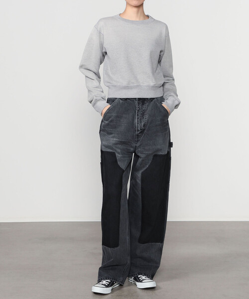 INSCRIRE | ブラックデニム ダブルニーパンツ WOMEN（デニムパンツ