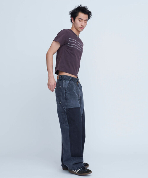 セール】INSCRIRE | ブラックデニム ダブルニーパンツ WOMEN（デニム