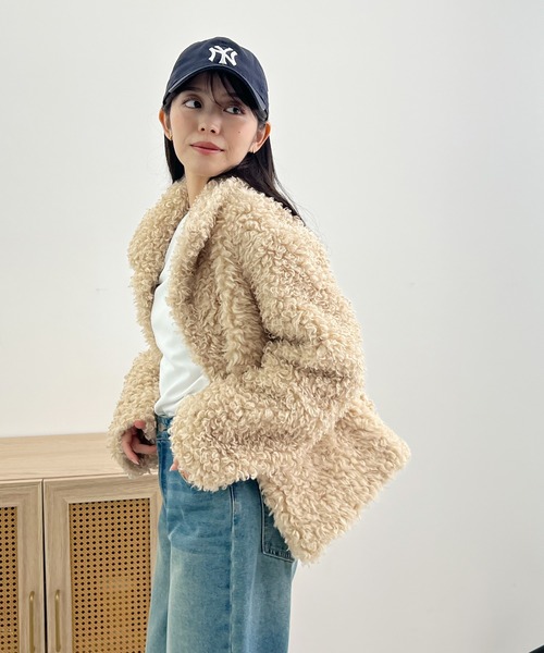 Futier land（フューティアランド）の「プードルファージャケット（ブルゾン・レディース・アイボリー/ブラック/ブラウン/ベージュ・MEDIUM/LARGE）」の9枚目の写真