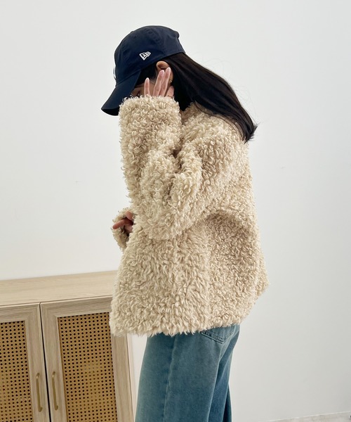 Futier land（フューティアランド）の「プードルファージャケット（ブルゾン・レディース・アイボリー/ブラック/ブラウン/ベージュ・MEDIUM/LARGE）」の10枚目の写真