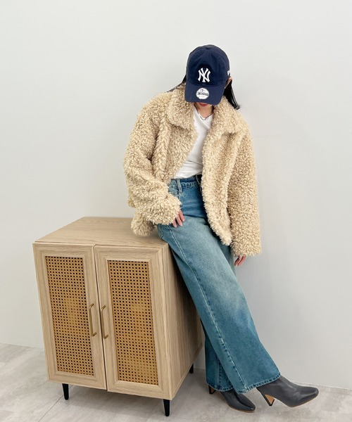 Futier land（フューティアランド）の「プードルファージャケット（ブルゾン・レディース・アイボリー/ブラック/ブラウン/ベージュ・MEDIUM/LARGE）」の8枚目の写真