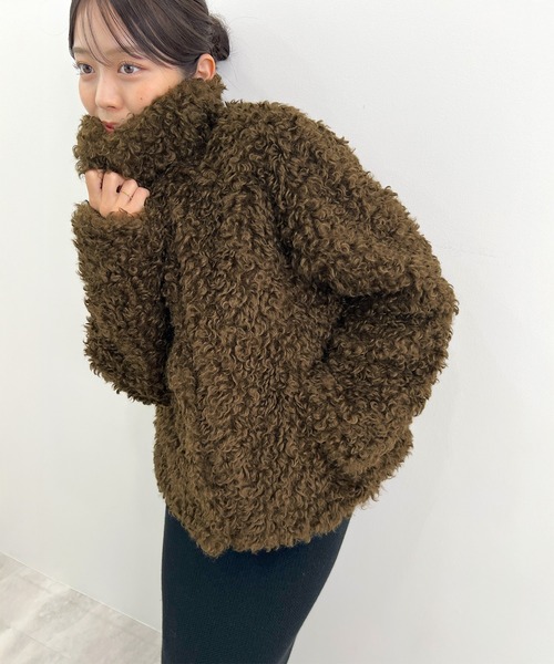 Futier land（フューティアランド）の「プードルファージャケット（ブルゾン・レディース・アイボリー/ブラック/ブラウン/ベージュ・MEDIUM/LARGE）」の12枚目の写真