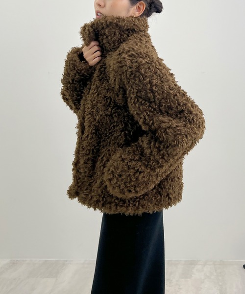 Futier land（フューティアランド）の「プードルファージャケット（ブルゾン・レディース・アイボリー/ブラック/ブラウン/ベージュ・MEDIUM/LARGE）」の14枚目の写真