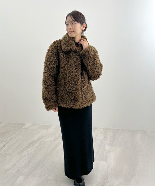 Futier land（フューティアランド）の「プードルファージャケット（ブルゾン・レディース・アイボリー/ブラック/ブラウン/ベージュ・MEDIUM/LARGE）」の17枚目の写真