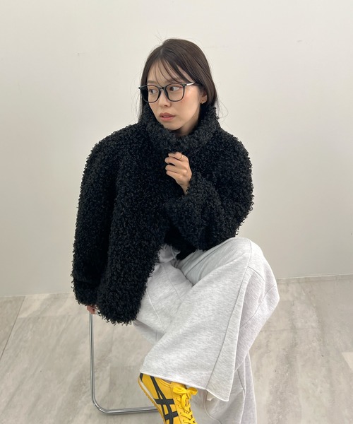 Futier land（フューティアランド）の「プードルファージャケット（ブルゾン・レディース・アイボリー/ブラック/ブラウン/ベージュ・MEDIUM/LARGE）」の18枚目の写真