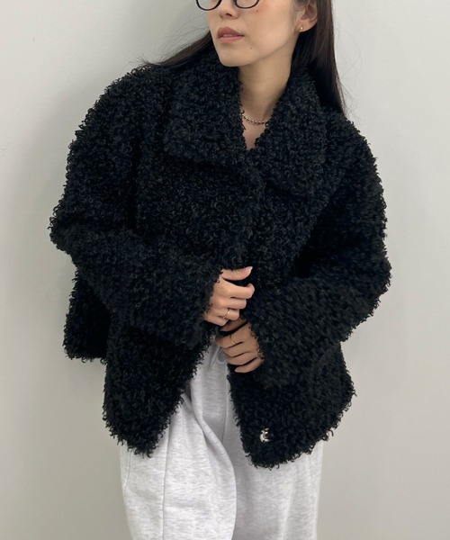 Futier land（フューティアランド）の「プードルファージャケット（ブルゾン・レディース・アイボリー/ブラック/ブラウン/ベージュ・MEDIUM/LARGE）」の19枚目の写真