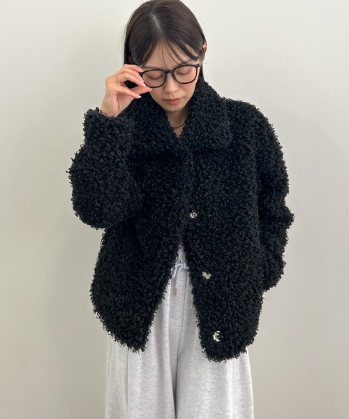 Futier land（フューティアランド）の「プードルファージャケット（ブルゾン・レディース・アイボリー/ブラック/ブラウン/ベージュ・MEDIUM/LARGE）」の20枚目の写真