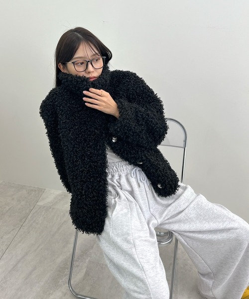 Futier land（フューティアランド）の「プードルファージャケット（ブルゾン・レディース・アイボリー/ブラック/ブラウン/ベージュ・MEDIUM/LARGE）」の22枚目の写真