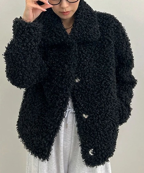 ブーちゃん。プロフ必読下さい❗ アウター　M(L相当) fupel コート アウター short length poodle fur coat / ショート丈