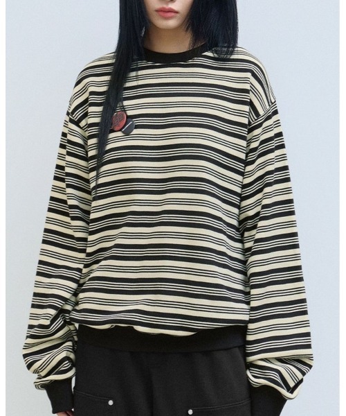F.ILLUMINATE(フィルミネイト)の「【UNISEX】Filluminate/Monoボーダープルオーバー(Tシャツ/カットソー・レディース・ブラック/ブラウン・MEDIUM/SMALL)」の2枚目の写真
