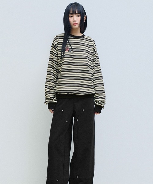 F.ILLUMINATE(フィルミネイト)の「【UNISEX】Filluminate/Monoボーダープルオーバー(Tシャツ/カットソー・レディース・ブラック/ブラウン・MEDIUM/SMALL)」の3枚目の写真