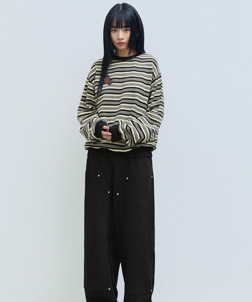 F.ILLUMINATE(フィルミネイト)の「【UNISEX】Filluminate/Monoボーダープルオーバー(Tシャツ/カットソー・レディース・ブラック/ブラウン・MEDIUM/SMALL)」の4枚目の写真