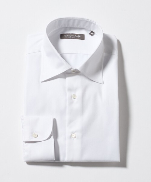 A DAY IN THE LIFE UNITED ARROWS(アデイインザライフユナイテッドアローズ)の「ツイル セミワイドカラーシャツ-イージーケア-<A DAY IN THE LIFE>(シャツ/ブラウス・メンズ・ホワイト/ライトブルー・39cm/38cm/40cm/42cm/37cm/41cm)」の2枚目の写真