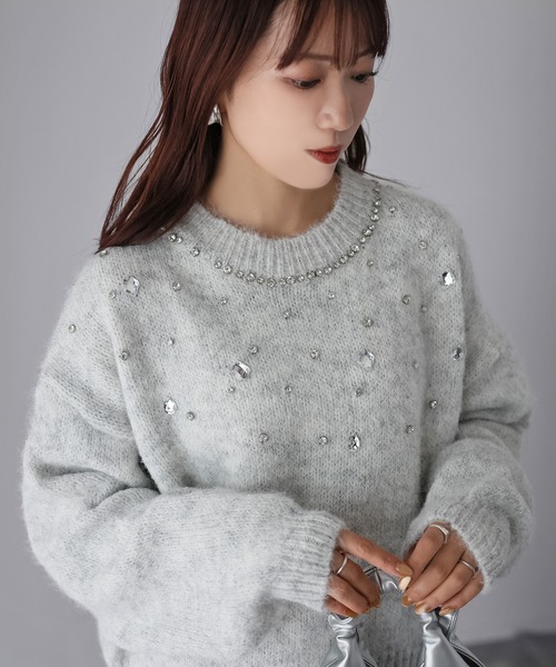 セール】ビジューニットプルオーバー（ニット/セーター）｜Riberry