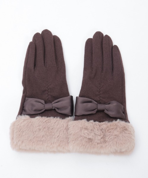 axes femme（アクシーズファム）の「配色サテンリボンファー手袋（手袋・レディース・ブラウン/ベージュ/ブラック・FREE）」の7枚目の写真