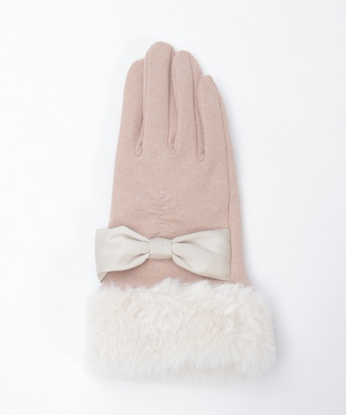 axes femme（アクシーズファム）の「配色サテンリボンファー手袋（手袋・レディース・ブラウン/ベージュ/ブラック・FREE）」の14枚目の写真