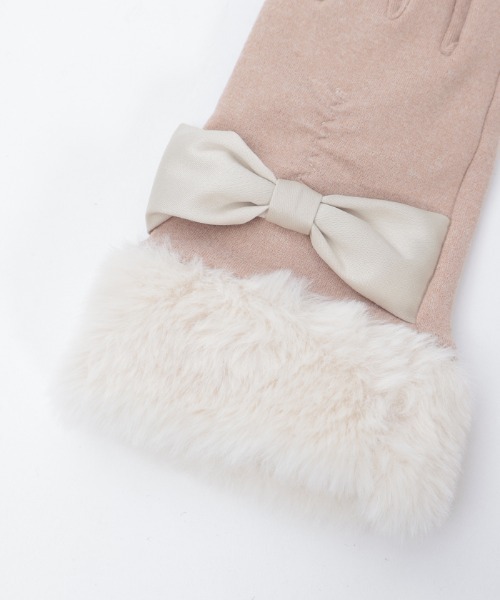 axes femme（アクシーズファム）の「配色サテンリボンファー手袋（手袋・レディース・ブラウン/ベージュ/ブラック・FREE）」の16枚目の写真