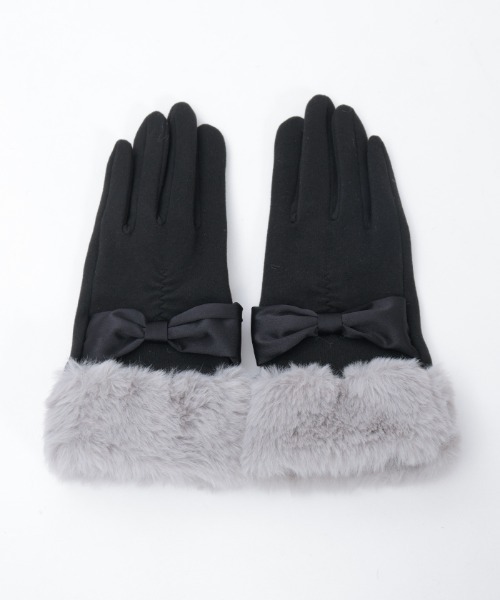 axes femme（アクシーズファム）の「配色サテンリボンファー手袋（手袋・レディース・ブラウン/ベージュ/ブラック・FREE）」の20枚目の写真