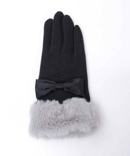 axes femme（アクシーズファム）の「配色サテンリボンファー手袋（手袋・レディース・ブラウン/ベージュ/ブラック・FREE）」の22枚目の写真