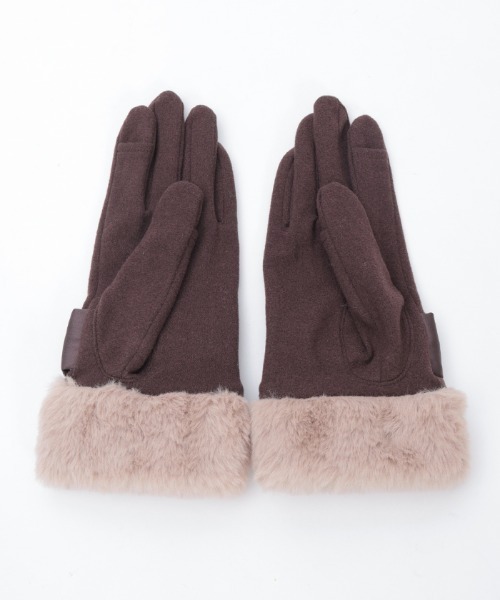 axes femme（アクシーズファム）の「配色サテンリボンファー手袋（手袋・レディース・ブラウン/ベージュ/ブラック・FREE）」の8枚目の写真