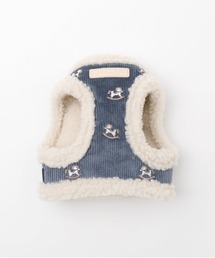 moncheri（モンシェリ）の「木馬刺繍入りコーデュロイボアハーネス+リードSET【ワンタッチ簡単着脱・サイズ調整可能】（リード/ハーネス/首輪）」