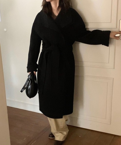 FREE STYLISTS(フリー スタイリスト)の「YUGA_YGMC Stand-collar single-breasted wool coat(ノーカラーコート・レディース・ブラウン/キャメル/グレー/ブラック・FREE)」の8枚目の写真
