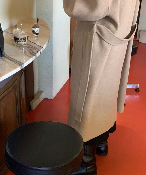 FREE STYLISTS(フリー スタイリスト)の「YUGA_YGMC Stand-collar single-breasted wool coat(ノーカラーコート・レディース・ブラウン/キャメル/グレー/ブラック・FREE)」の11枚目の写真