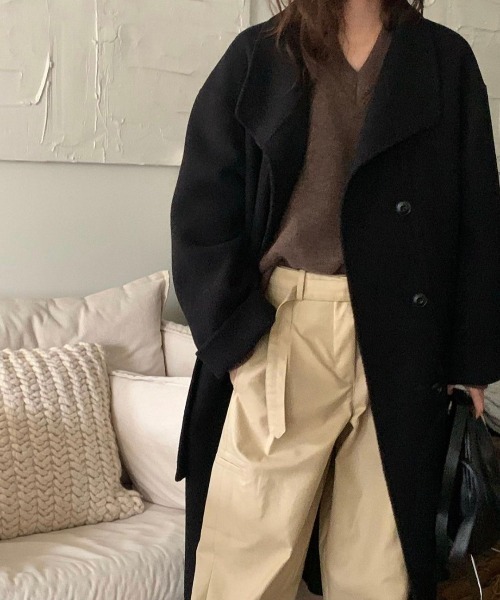 FREE STYLISTS(フリー スタイリスト)の「YUGA_YGMC Stand-collar single-breasted wool coat(ノーカラーコート・レディース・ブラウン/キャメル/グレー/ブラック・FREE)」の10枚目の写真