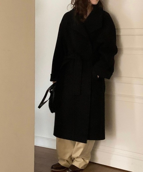 FREE STYLISTS(フリー スタイリスト)の「YUGA_YGMC Stand-collar single-breasted wool coat(ノーカラーコート・レディース・ブラウン/キャメル/グレー/ブラック・FREE)」の9枚目の写真