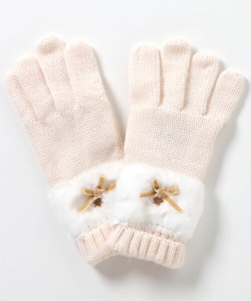 apres les cours（アプレレクール）の「【ジュニア対応】リボンファー手袋（手袋・キッズ・アイボリー/ピンク/サックスブルー・95/140/120）」の8枚目の写真