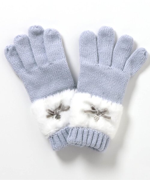 apres les cours（アプレレクール）の「【ジュニア対応】リボンファー手袋（手袋・キッズ・アイボリー/ピンク/サックスブルー・95/140/120）」の14枚目の写真