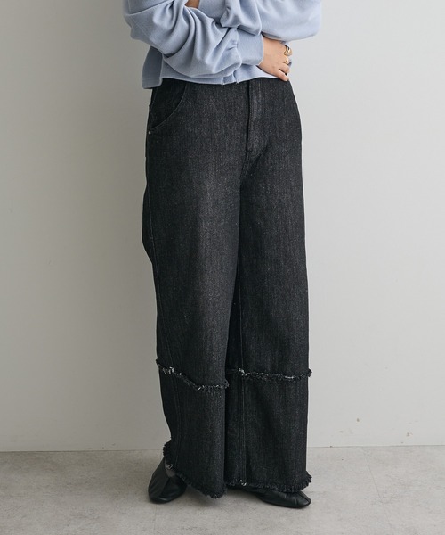 CRAFT STANDARD BOUTIQUE（クラフトスタンダードブティック）の「ロールアップ風ストレートデニムパンツ（デニムパンツ・レディース・ブラック/インディゴブルー・L/M）」の4枚目の写真