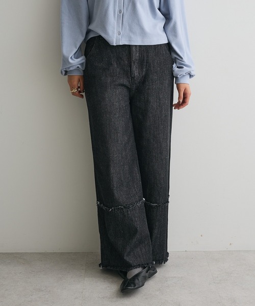 CRAFT STANDARD BOUTIQUE（クラフトスタンダードブティック）の「ロールアップ風ストレートデニムパンツ（デニムパンツ・レディース・ブラック/インディゴブルー・L/M）」の5枚目の写真