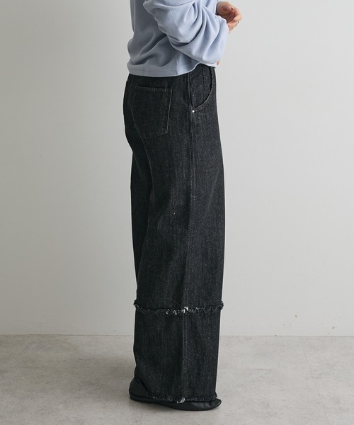 CRAFT STANDARD BOUTIQUE（クラフトスタンダードブティック）の「ロールアップ風ストレートデニムパンツ（デニムパンツ・レディース・ブラック/インディゴブルー・L/M）」の6枚目の写真