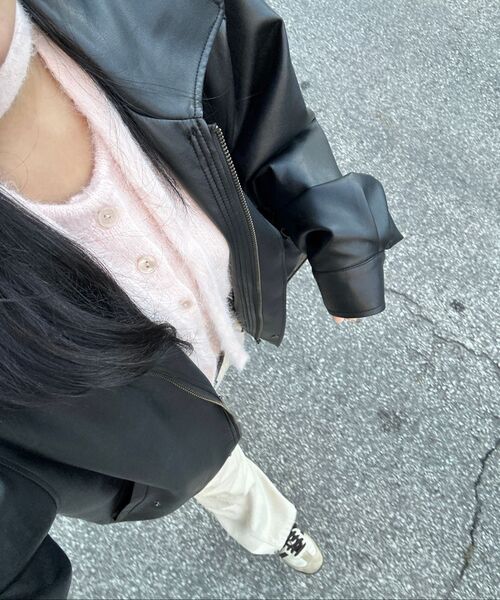 VTWO(ブイツー)の「465-3 VEGAN LEATHER OVERFIT JACKET_BLACK(ライダースジャケット・レディース・その他・MEDIUM/LARGE)」の18枚目の写真